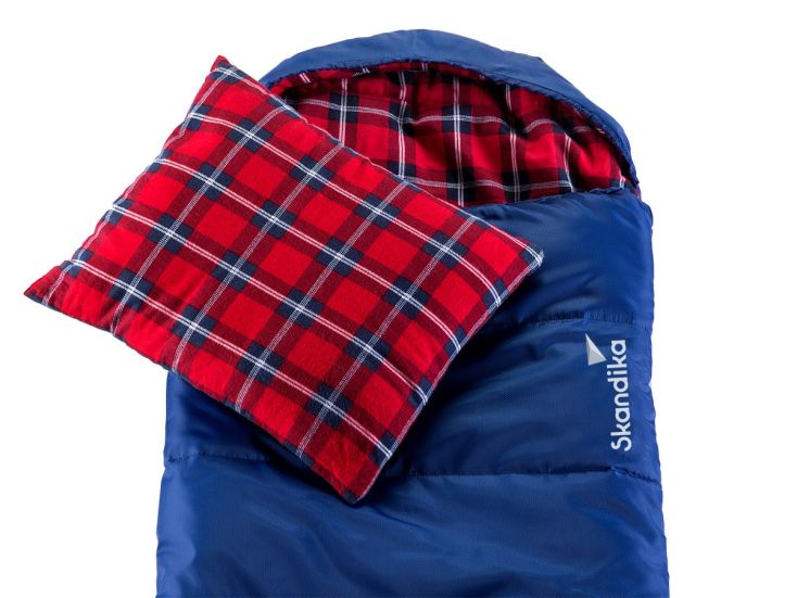 Skandika Dundee Flanell blauer Schlafsack mit Kissen