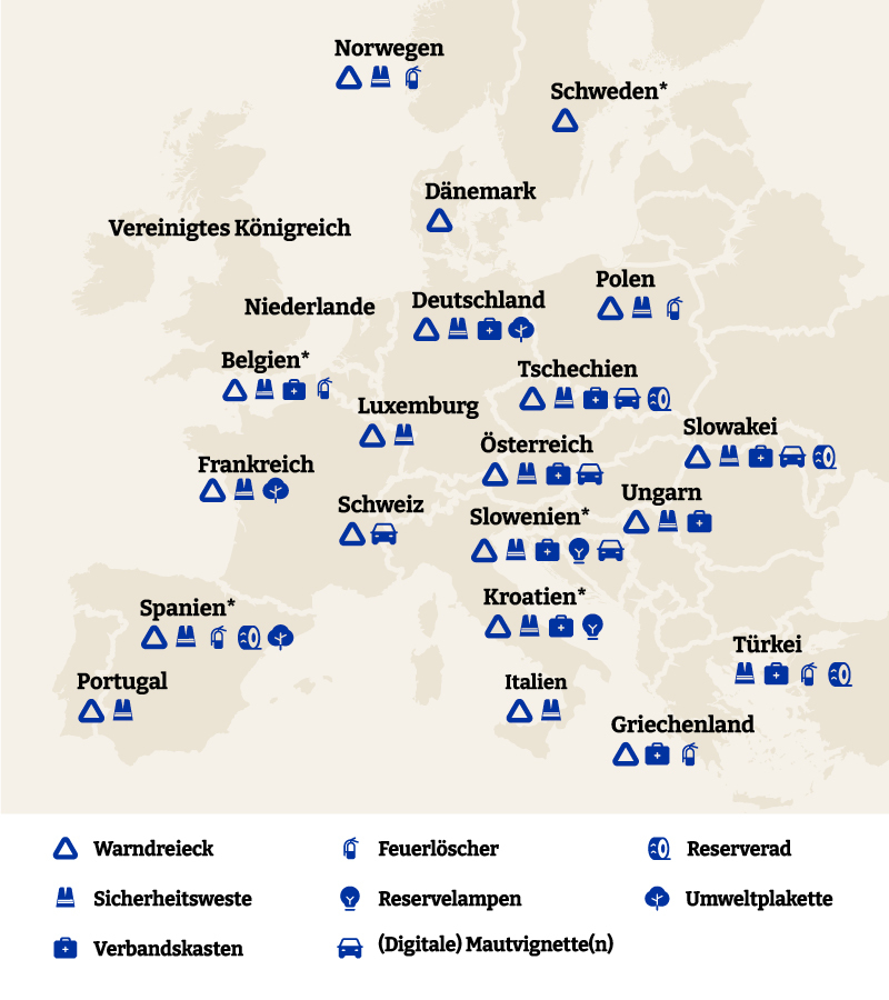 verpflichte Ausrüstung Auto